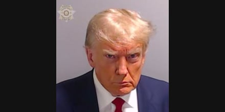 Image: Former President Donald Trump was booked at the Fulton County jail in Atlanta on Aug. 24, 2023.
