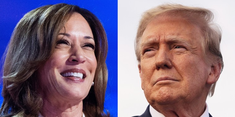 A side by side of Kamala Harris and Donald Trump